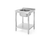 Table d evier avec etagere   vissee  profondeur 600 mm  HENDI  Profi Line  Centre  600x600x H 850mm