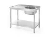 Spoeltafel met plank   geschroefd  diepte 600 mm  HENDI  Profi Line  Rechterkant  800x600x H 850mm