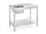 Spoeltafel met plank   geschroefd  diepte 600 mm  HENDI  Profi Line  Rechterkant  800x600x H 850mm