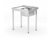 Table d evier avec etagere   vissee  profondeur 600 mm  HENDI  Profi Line  Cote gauche  800x600x H 850mm