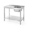 Table d evier avec etagere   vissee  profondeur 600 mm  HENDI  Profi Line  cote gauche  1000x600x H 850mm