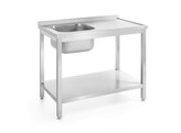 Table d evier avec etagere   vissee  profondeur 700 mm  HENDI  Profi Line  Gauche  1000x700x H 850mm