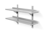 Dubbele wandplank  in hoogte verstelbaar  met 2 beugels  HENDI  1200x300x H 600mm