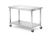 Table de travail mobile  avec etagere   vissee  HENDI  Kitchen Line  1200x600x H 850mm