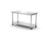 Table de travail mobile  avec etagere   vissee  HENDI  Kitchen Line  1200x600x H 850mm
