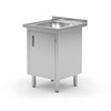 Table d evier  placard   soudee  avec portes a charnieres  HENDI  Profi Line  600x700x H 850mm