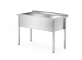 Tafel met enkele wasbak   gelast  diepte 700 mm  kamerhoogte 300 mm  HENDI  Profi Line  1000x700x H 850mm