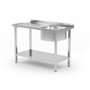 Table d evier avec etagere  vissee  HENDI  Kitchen Line  vasque sur le cote droit  1000x600x H 850mm