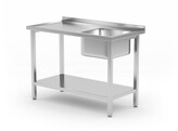 Table d evier avec etagere  vissee  HENDI  Kitchen Line  vasque sur le cote droit  1000x600x H 850mm