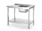 Table d evier avec etagere  vissee  HENDI  Kitchen Line  vasque sur le cote droit  1000x600x H 850mm