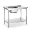 Table d evier avec etagere  vissee  HENDI  Kitchen Line  vasque sur le cote gauche  800x600x H 850mm
