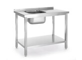 Table d evier avec etagere  vissee  HENDI  Kitchen Line  vasque sur le cote gauche  800x600x H 850mm