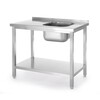 Table d evier avec etagere  vissee  HENDI  Kitchen Line  vasque sur le cote droit  800x600x H 850mm