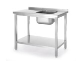 Table d evier avec etagere  vissee  HENDI  Kitchen Line  vasque sur le cote droit  800x600x H 850mm