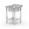 Spoeltafel met legplank  met bouten  HENDI  Kitchen Line  Spoelbak in het midden  600x600x H 850mm
