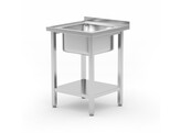 Spoeltafel met legplank  met bouten  HENDI  Kitchen Line  Spoelbak in het midden  600x600x H 850mm