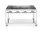 Green Fire avec 4 bruleurs  HENDI  Profi Line  sur support avec roulettes  Gris clair  22kW  1400x612x H 825mm