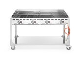 Green Fire avec 4 bruleurs  HENDI  Profi Line  sur support avec roulettes  Gris clair  22kW  1400x612x H 825mm