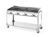 Green Fire avec 4 bruleurs  HENDI  Profi Line  sur support avec roulettes  Gris clair  22kW  1400x612x H 825mm