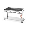 Green Fire avec 4 bruleurs  HENDI  Profi Line  sur support avec roulettes  Gris clair  22kW  1400x612x H 825mm