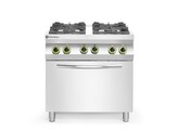 Gasfornuis 4-pits met convectieoven GN 1/1  HENDI  Kitchen Line  230V/3000W  19kW  800x722x H 900mm