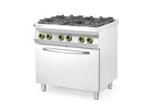 Gasfornuis 4-pits met convectieoven GN 1/1  HENDI  Kitchen Line  230V/3000W  19kW  800x722x H 900mm