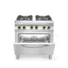 Gasfornuis 4-pits met convectieoven GN 1/1  HENDI  Kitchen Line  230V/3000W  19kW  800x722x H 900mm