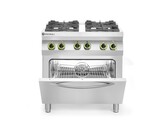 Gasfornuis 4-pits met convectieoven GN 1/1  HENDI  Kitchen Line  230V/3000W  19kW  800x722x H 900mm