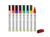 Krijtstiften 3 mm  HENDI  1 witte  1 rode  1 blauwe  1 groene  1 gele  1 paarse  1 oranje en 1 roze stift
