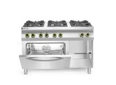Gasfornuis Kitchen Line 6-pits met convectieoven GN 1/1  HENDI  Kitchen Line  230V/3000W  28 5kW  1200x722x H 900mm