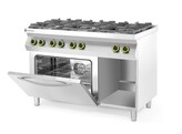 Gasfornuis Kitchen Line 6-pits met convectieoven GN 1/1  HENDI  Kitchen Line  230V/3000W  28 5kW  1200x722x H 900mm