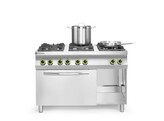 Gasfornuis Kitchen Line 6-pits met convectieoven GN 1/1  HENDI  Kitchen Line  230V/3000W  28 5kW  1200x722x H 900mm