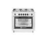 Gasfornuis - 5 pits met elektrische oven  HENDI  Kitchen Line  Zilver  230V/2900W  14 3kW  900x653x H 900mm