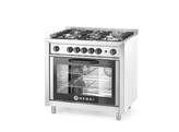 Gasfornuis - 5 pits met elektrische oven  HENDI  Kitchen Line  Zilver  230V/2900W  14 3kW  900x653x H 900mm