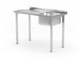 Table d evier  vissee  HENDI  Kitchen Line  vasque sur le cote droit  1000x600x H 850mm