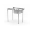 Table d evier  vissee  HENDI  Kitchen Line  vasque sur le cote droit  1000x600x H 850mm