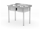 Table avec 2 eviers   vissees  HENDI  Kitchen Line  1000x600x H 850mm
