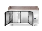 Pizzawerkbank met granieten werkblad  2 deuren  Arktic  250L  graniet  230V/250W  1510x800x H 875mm