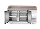 Pizzawerkbank met granieten werkblad  2 deuren  Arktic  250L  graniet  230V/250W  1510x800x H 875mm